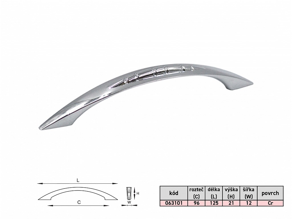 Úchytka Gladiola 96mm Cr - V.P.F.MEDIUM s.r.o. Stavebné a nábytkové kovanie