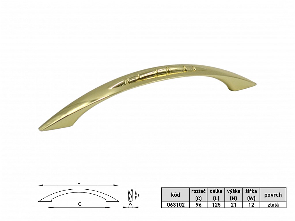 Úchytka Gladiola 96mm zlatá - Úchytky | ***