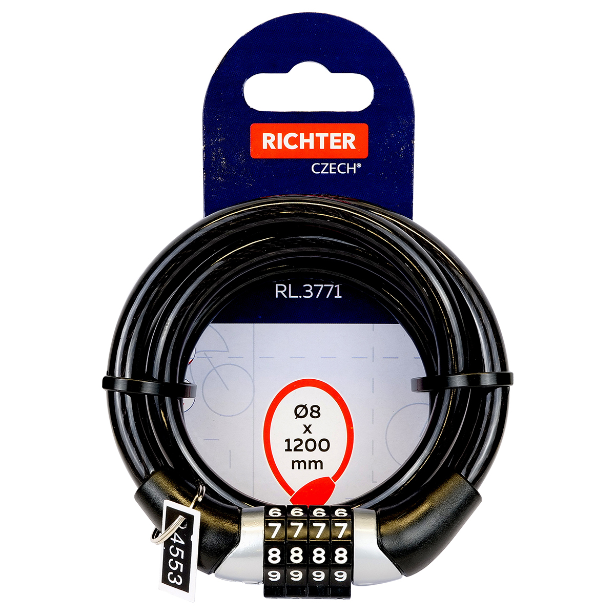 Zámok lankový kódovací RL3771 8x1200mm - V.P.F.MEDIUM s.r.o. Stavebné a nábytkové kovanie