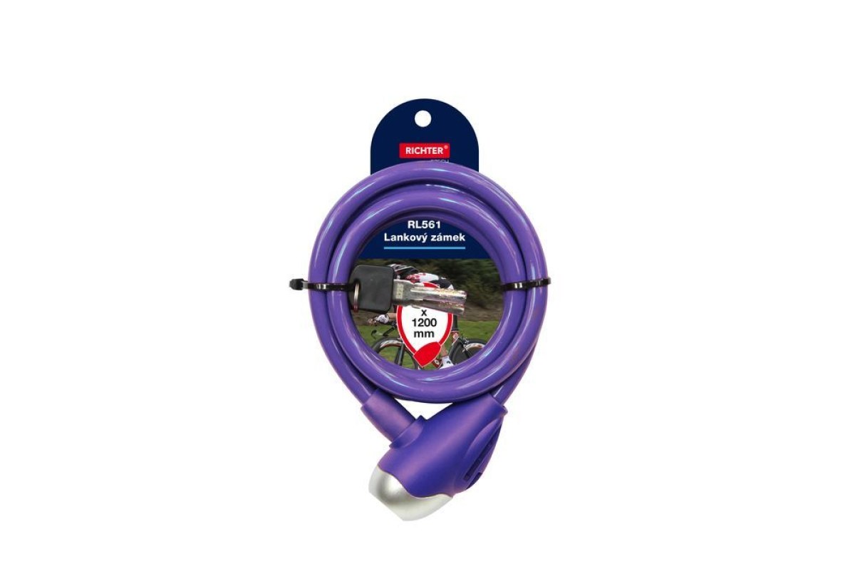 Zámok lankový RL561 10x1200mm fialový - V.P.F.MEDIUM s.r.o. Stavebné a nábytkové kovanie