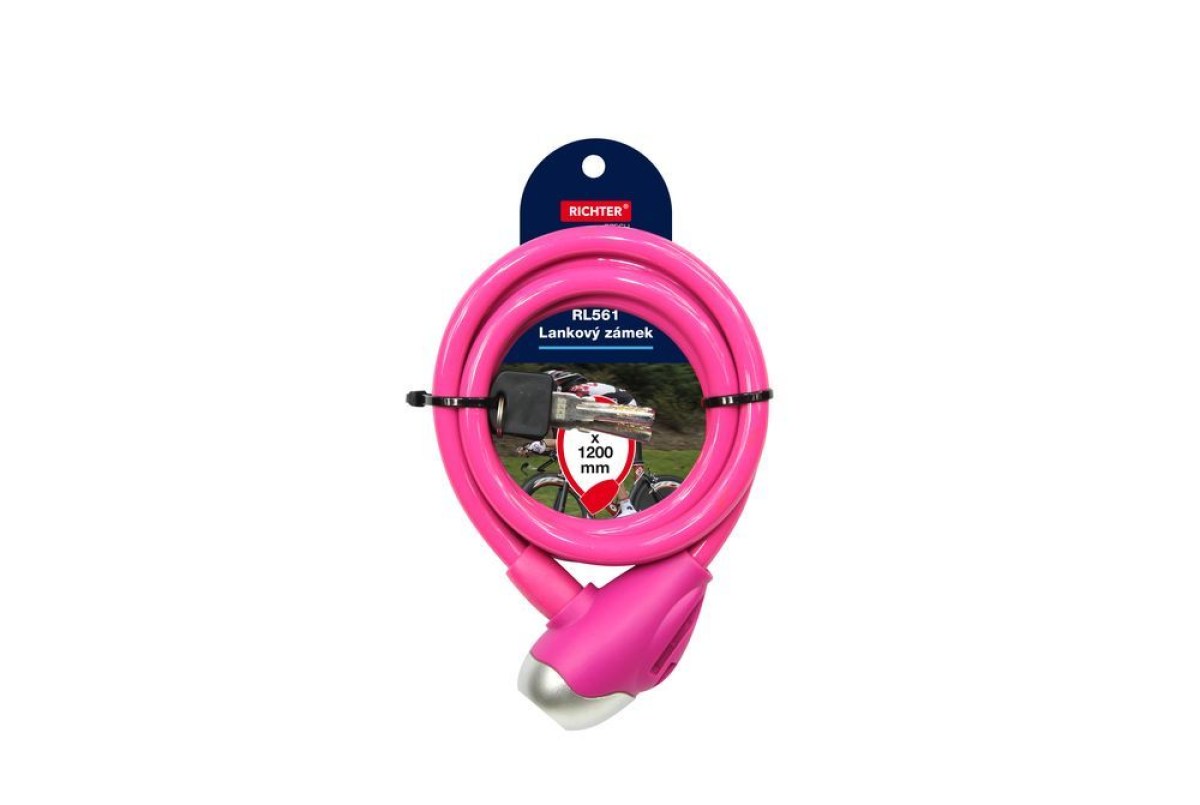 Zámok lankový RL561 10x1200mm ružový - V.P.F.MEDIUM s.r.o. Stavebné a nábytkové kovanie