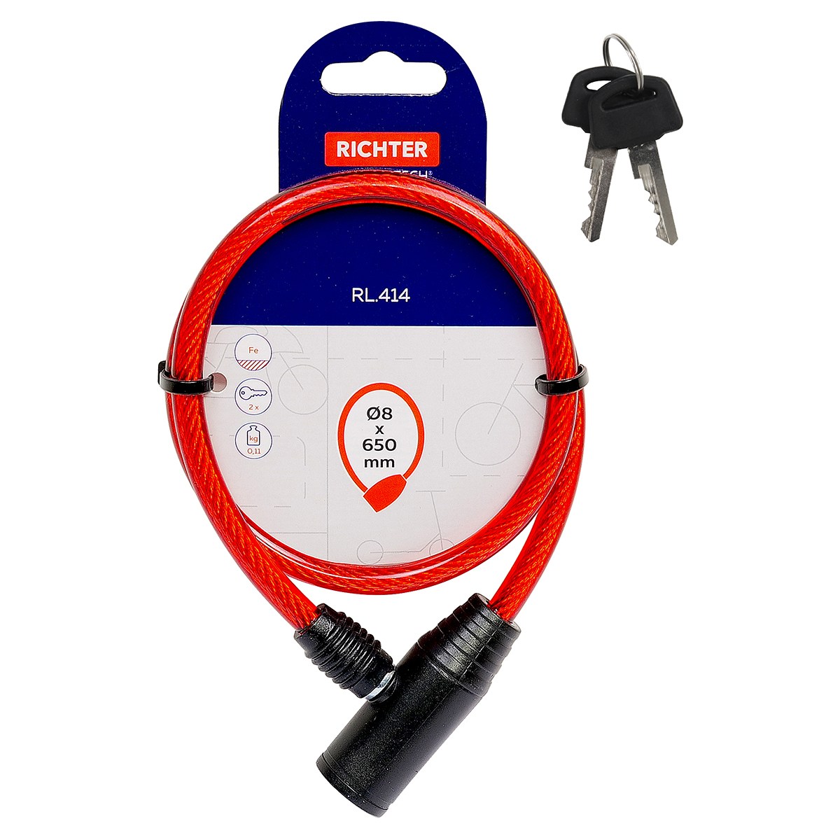 Zámok lankový RL414 8x650mm červený - V.P.F.MEDIUM s.r.o. Stavebné a nábytkové kovanie