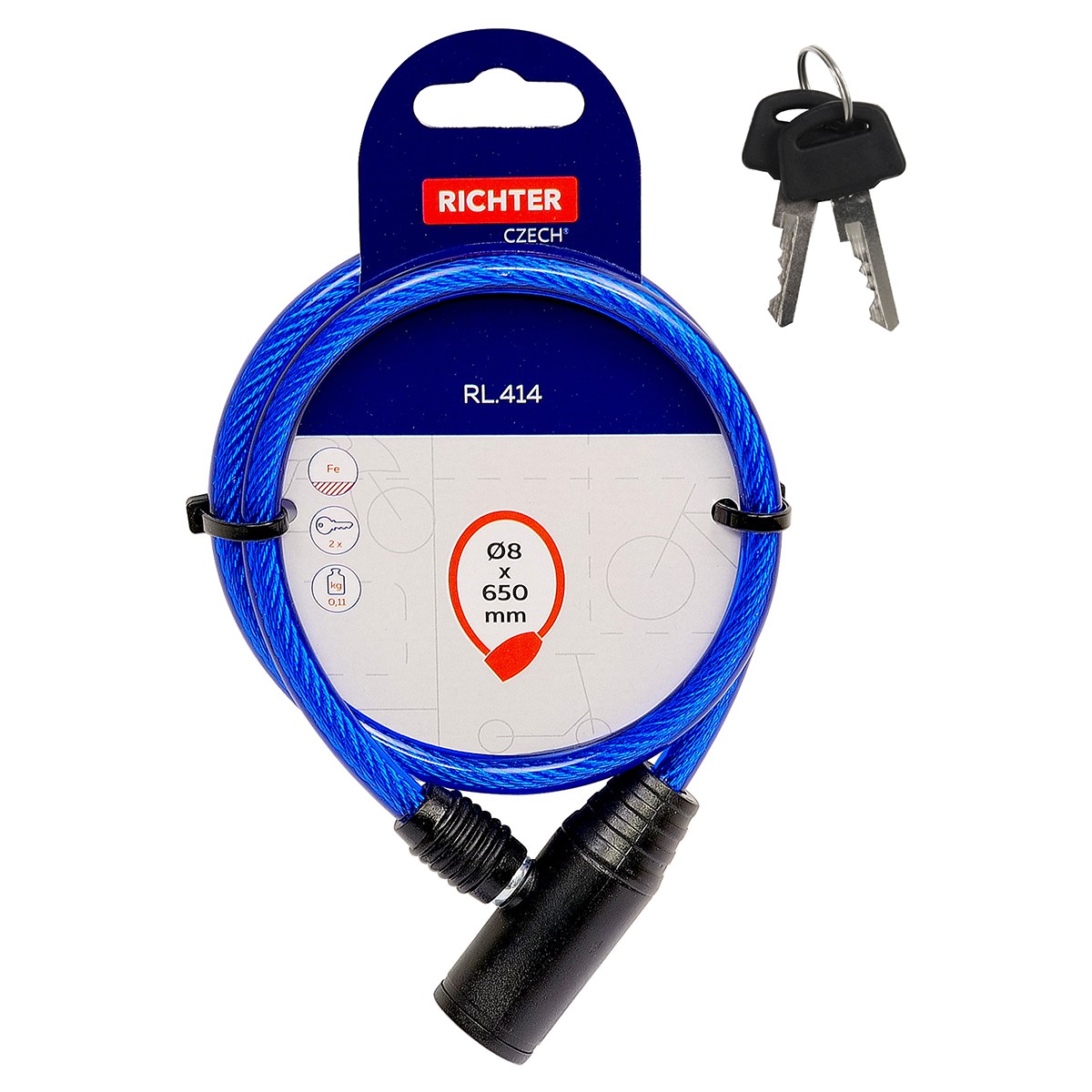Zámok lankový RL414 8x650mm modrý - V.P.F.MEDIUM s.r.o. Stavebné a nábytkové kovanie