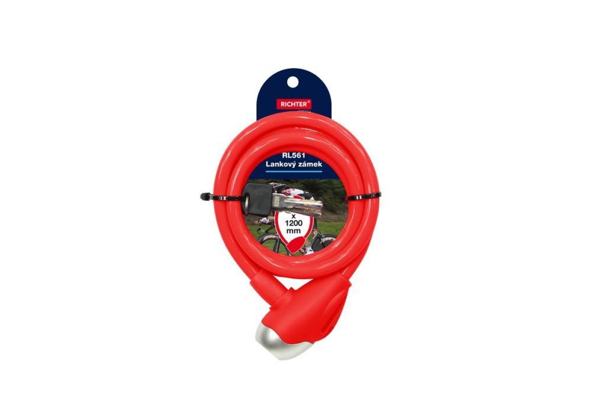 Zámok lankový RL561 10x1200mm červený - V.P.F.MEDIUM s.r.o. Stavebné a nábytkové kovanie