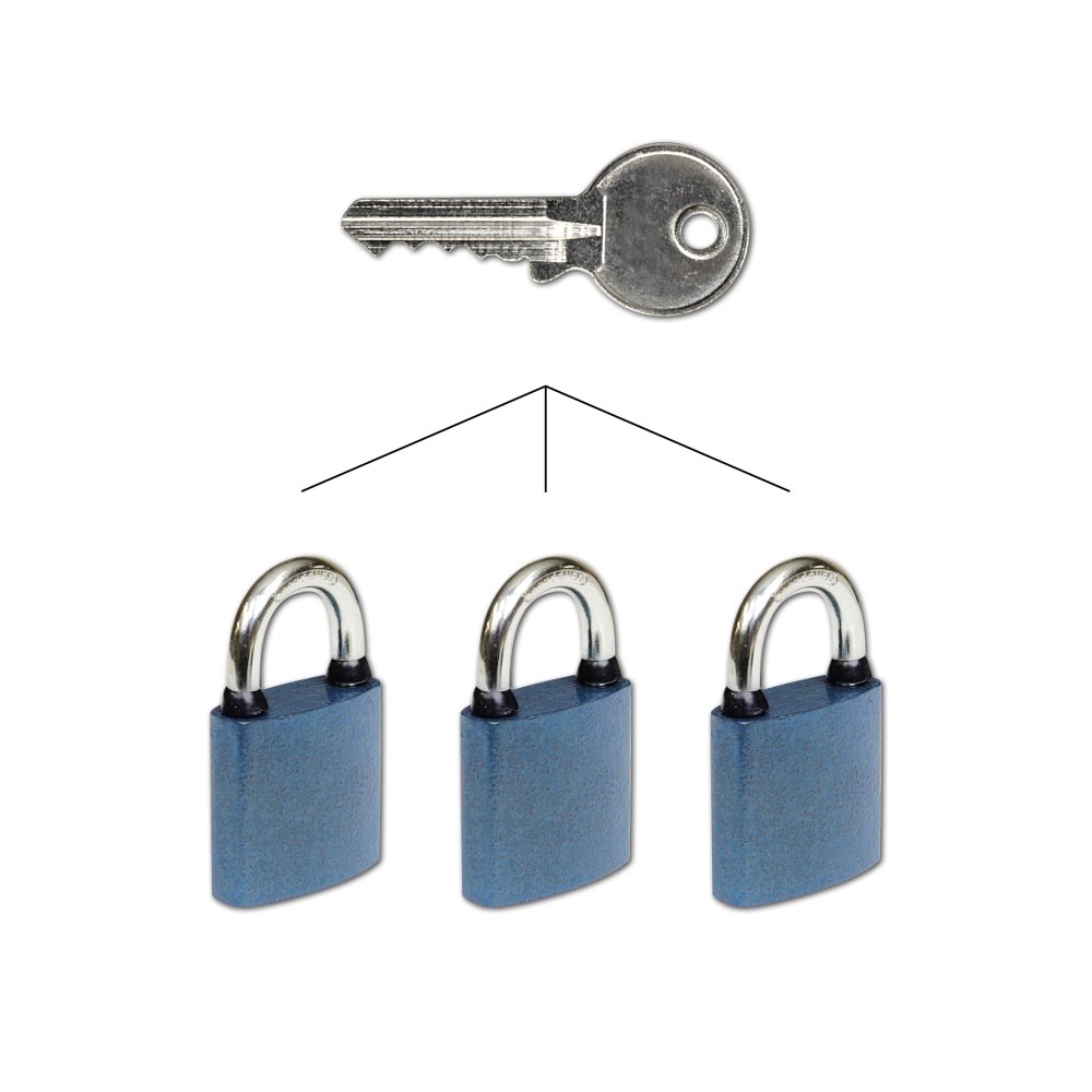 Zámok visiaci RVOVAL 32mm SET 3ks SU 6 kľúčov - Zámky visiace Richter | ***
